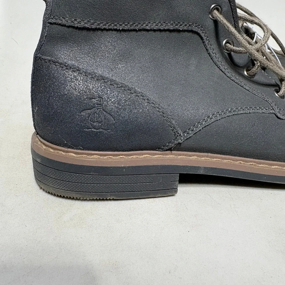 Original Penguin Melvin Chukka Boots Mens 8.5 Gray Leather Lace Up Desert Shoes